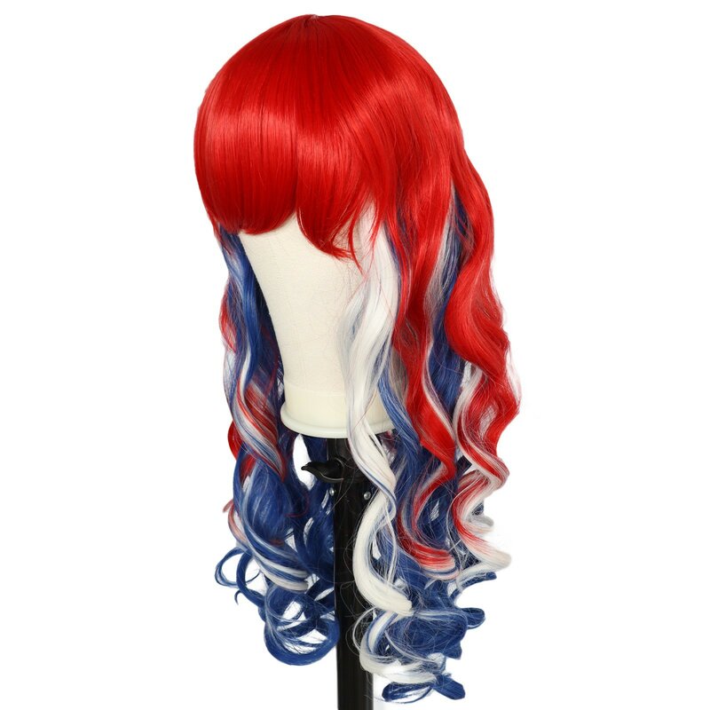 Women Rainbow Colorful Lolita Cosplay Harajuku Wigs Girl Role Playing Costumes Long Curly Hair Wig For Party Club Stage