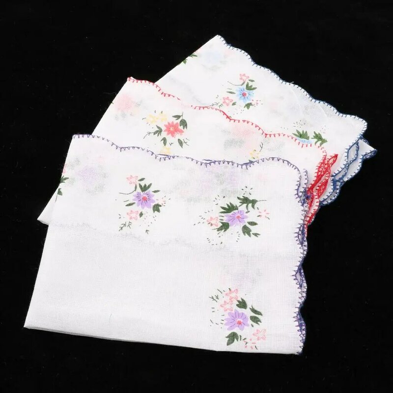 Mouchoir de poche carré en dentelle pour femmes, 3 pièces, mouchoir Floral