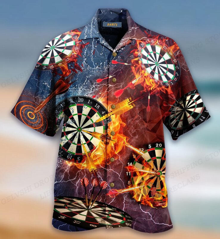 Men's Beach Shirts Dart 3d Printed Shirts Men Women Fashion Hawaiian Shirt Casual Beach Blouses Vocation Lapel Shirt Boy Blouse