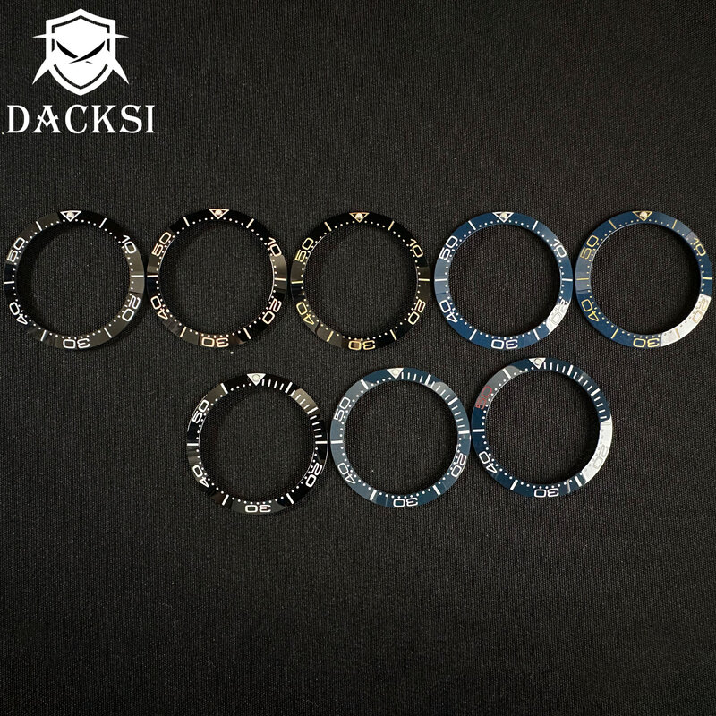 DACKSI 38mm Super Blue Green Luminous Ceramic Watches Bezel Insert Fit 40mm Watch Case WatchAccessories Customizable Night Light