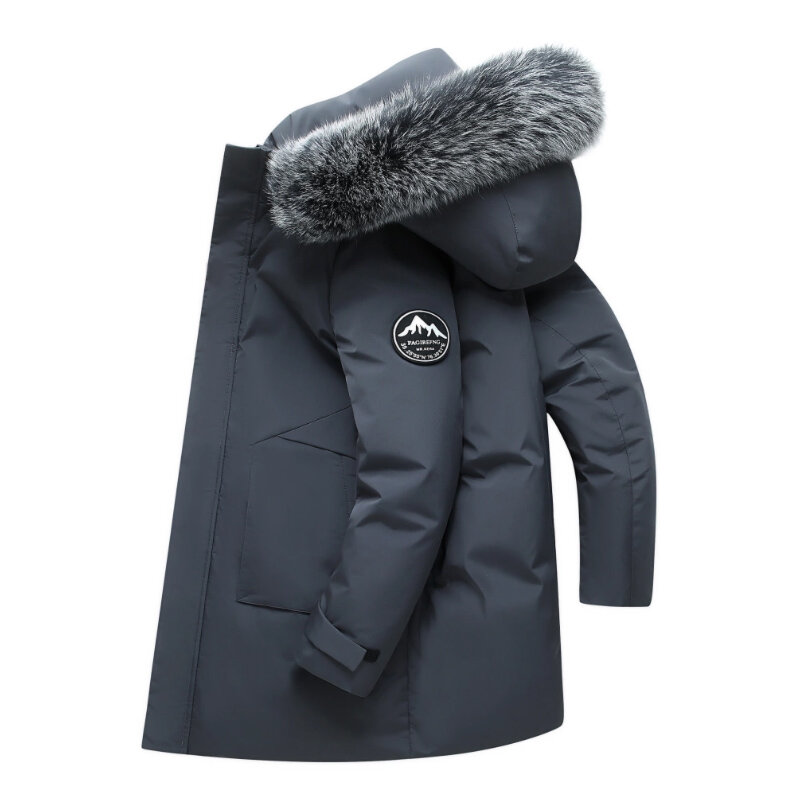 2023 jesienno-zimowa męska kurtka z kapturem i płaszczem męska ciepła biała kurtka z kapturem wiele kieszeni płaszcz męski