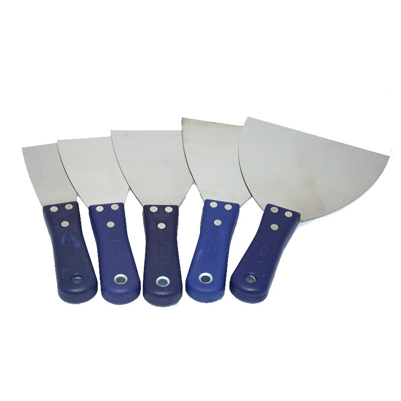 ステンレス鋼のputtyナイフ、ペイントツール、puttyスクレーパー、caulktrowel、石膏ボード、厚みのあるチャクラスパチュラ、青いプラスチックハンドル