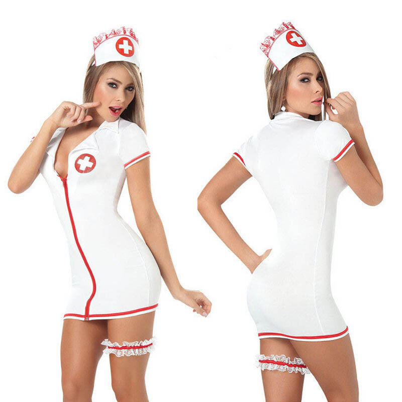 White Sexy Uniform Seductive Nurse Costume Cosplay Erotic Intimate