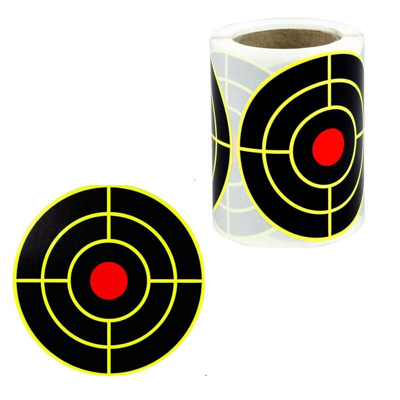 Pegatinas autoadhesivas de objetivo de disparo, papel de impacto amarillo fluorescente para entrenamiento de tiro, 100/200 piezas