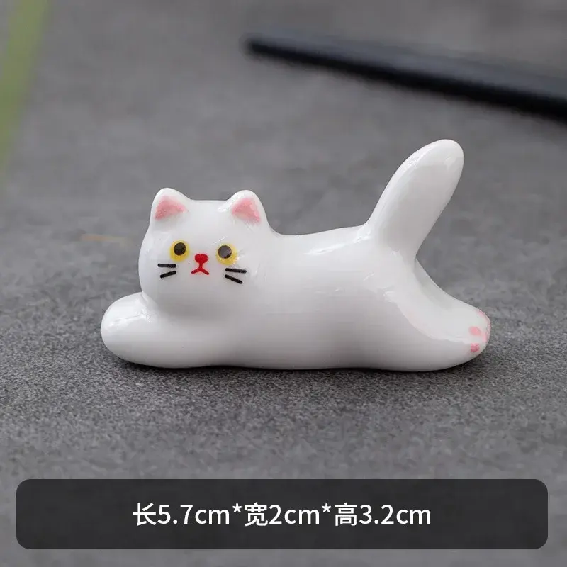 Керамический держатель для палочек с милым котом, посуда в японском стиле, подглазурь, простой Овальный держатель для ложки для ресторана, кухонная утварь