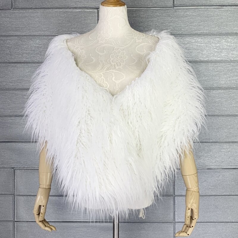 Vestido de noche Vintage de felpa para mujer, chal de fiesta de carnaval, capa de Color sólido, cuello ajustable, fotografía, encogimiento de hombros