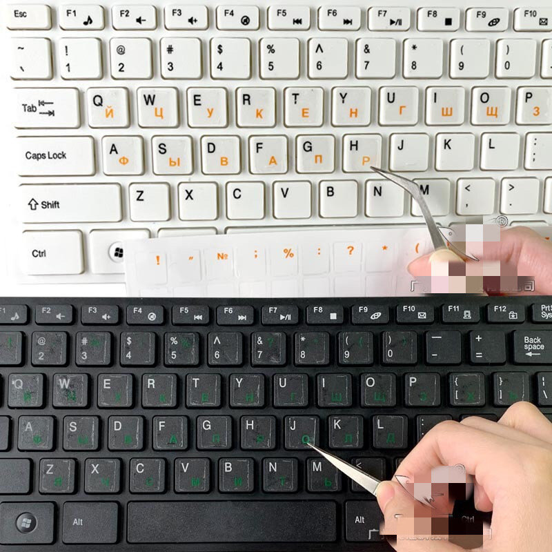 Tampa do teclado para computador portátil, adesivo russo claro, Film Language Letter, proteção contra poeira PC, acessórios para laptop, vermelho, branco