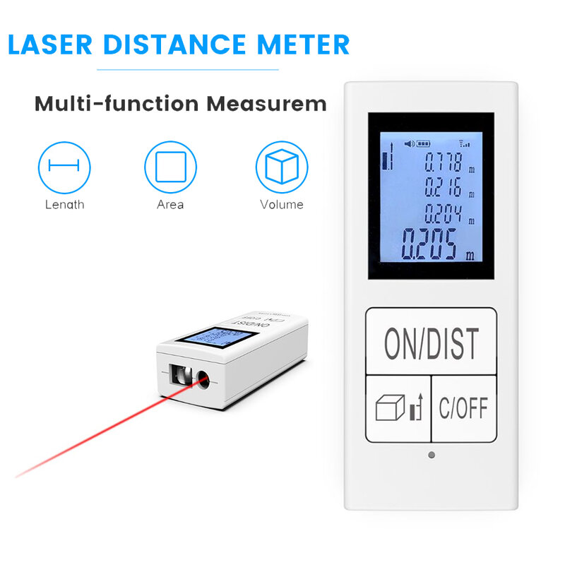 Telémetro láser recargable de alta calidad, Mini instrumento de medición infrarrojo de mano, medidor de distancia, línea Horizontal