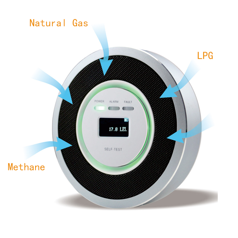 Alarm przeciwpożarowy wyświetlacz cyfrowy 85dB wrażliwy na zasilany z baterii wyciek gazu ziemnego metanu LPG dla bezpieczeństwa domowej kuchni