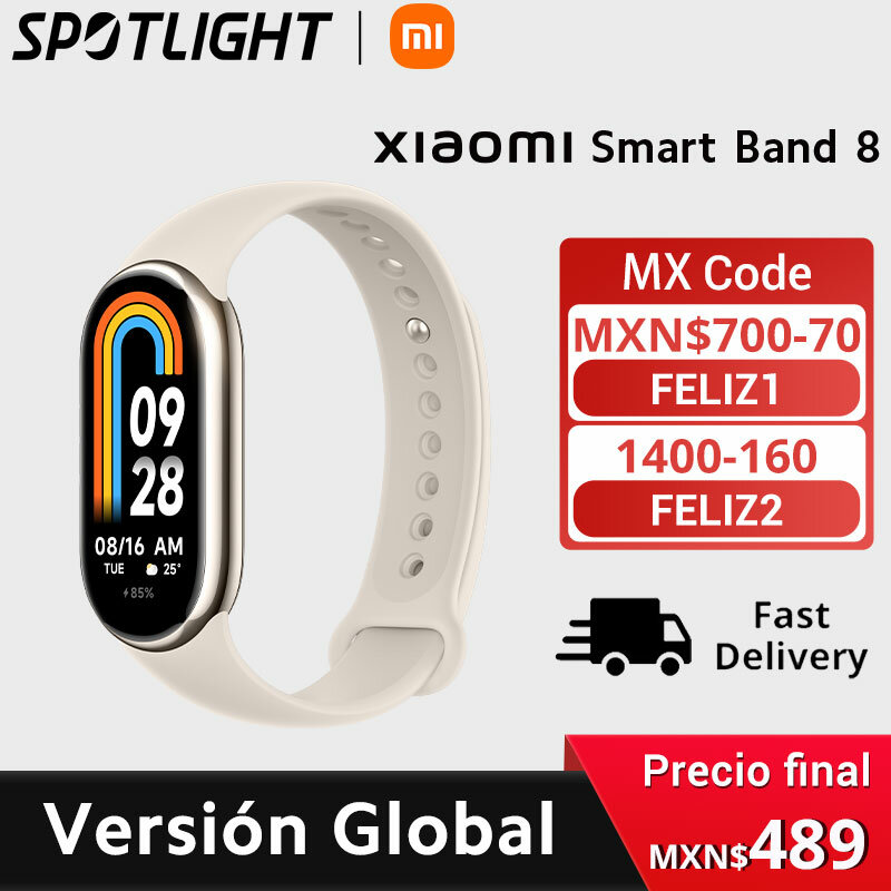 Xiaomi Versão Global Smart Band 8 Monitor de Oxigênio Sanguíneo 1.62 ''Tela AMOLED 16 Dias de Vida da Bateria