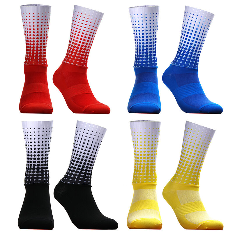 Style New Polka Dot Summer Sports Cycling Socks Non-slip Silicone Pro Outdoor Racing Bike Socks Calcetines Ciclismo
