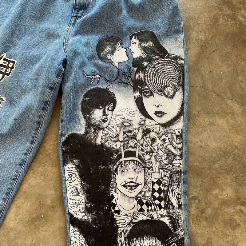 Pantalones vaqueros con estampado de Anime para hombre y mujer, Jeans holgados de estilo Hip Hop, Retro, Harajuku, Y2k, góticos, de cintura alta