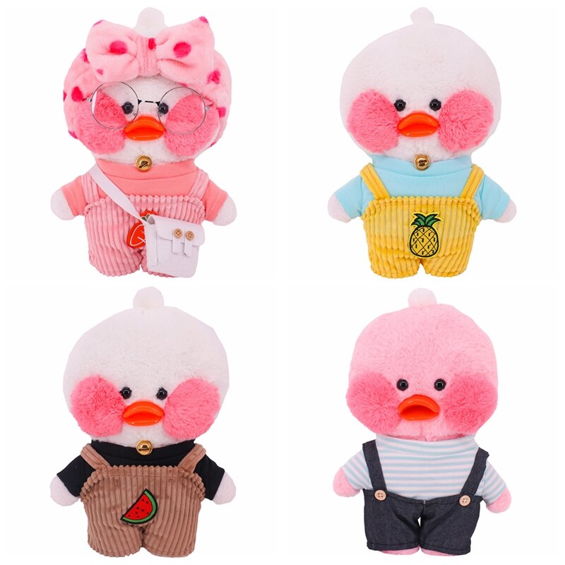 LaLafanfan Cafe Duck Dog Plush Toy, ropa para muñecas de peluche de 30cm, de dibujos animados Sudadera con capucha, monos, accesorios para niños, regalo para niñas, 1 Juego