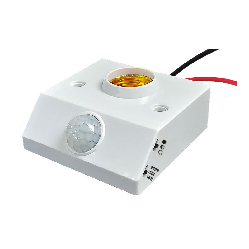 Suporte da lâmpada do sensor infravermelho do IR do corpo humano automático, lâmpada LED, base E27, detector PIR, tomada de parede, AC85-265V