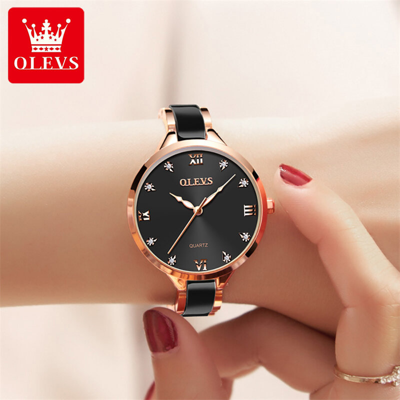 Olevs-女性用防水クォーツ時計,発光ハンド付き高級時計,新しいファッション