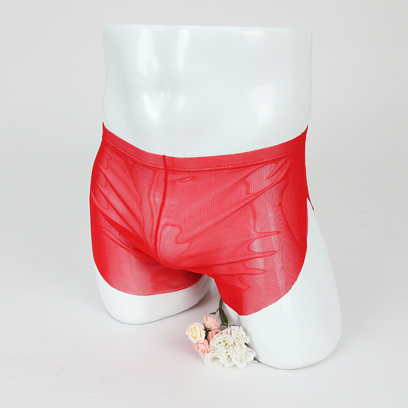 กางเกงในตาข่ายระบายอากาศสไตล์ใหม่สำหรับผู้ชายหนึ่งชิ้นชุดชั้นในครึ่ง bokser terawang เซ็กซี่บางเบาใส่อยู่บ้านมีลูกศร