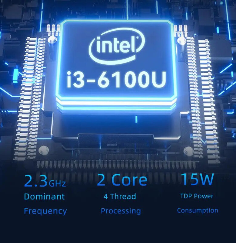 Bezwentylatorowy Mini komputer Intel Corei3 i5 i7 4415U 6100U 6200U 6500U CPU Windows10/11 System Linux Ubuntu Pfsense komputer