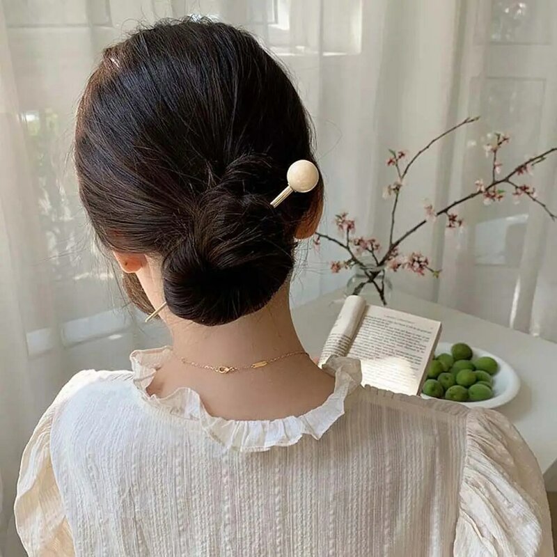 Strumento di Design per acconciatura con palla di metallo forcina per capelli da donna copricapo in stile cinese Hanfu bastoncini per capelli stile antico forcina per capelli antichi