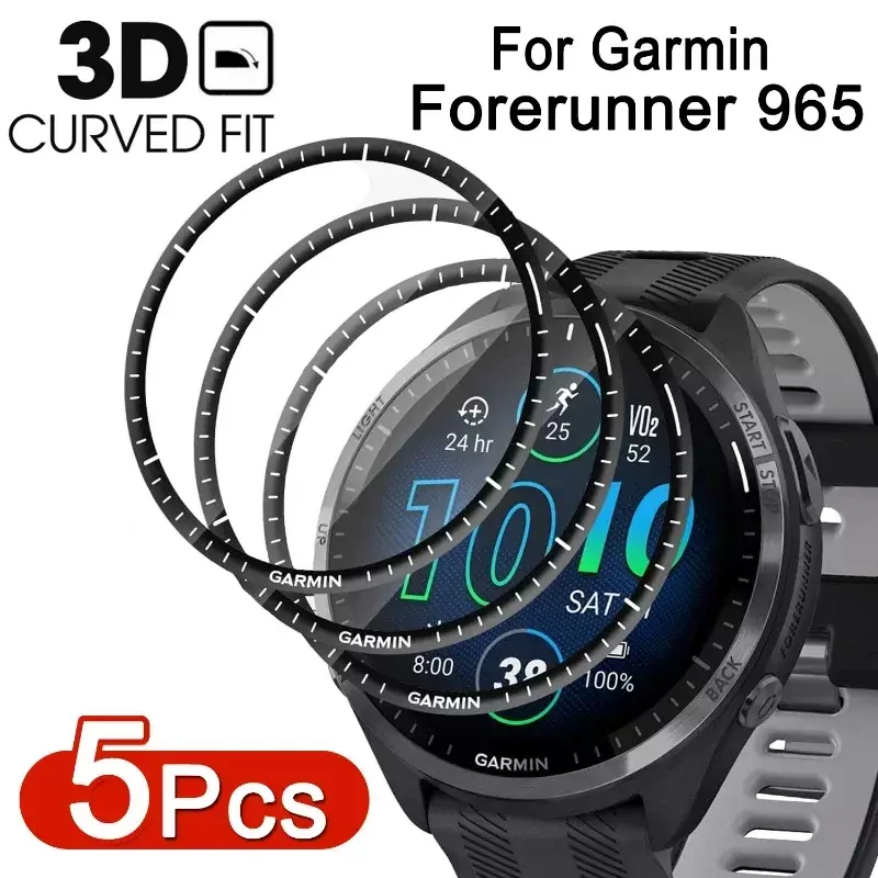 Protetor de tela para Garmin Forerunner 965, filme curvo 3D, relógio anti-risco, película protetora, não vidro
