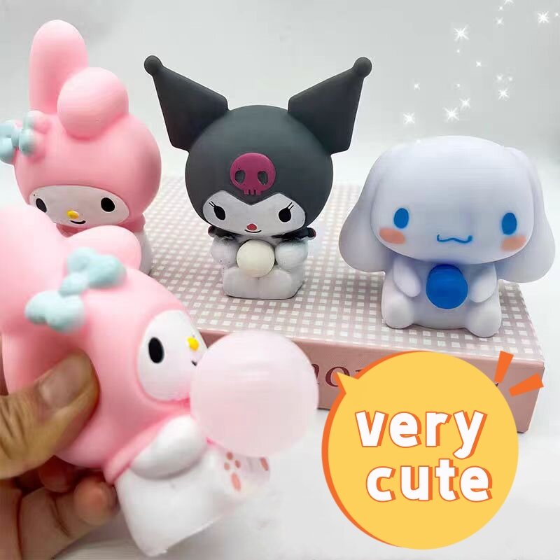 New Decompression Toy Anime Figure Kuromi Cinnamoroll Melody Stress Relief Squishy Hand Pinch Toy Healing Cartoon Student Gifts