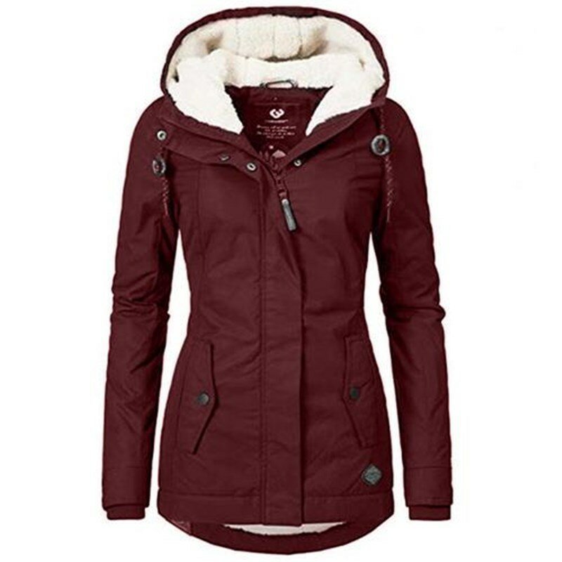 Parkas femininas com capuz quente, casacos grossos de pelúcia, jaqueta de algodão média longa feminina, outwear de inverno, novo, 2022