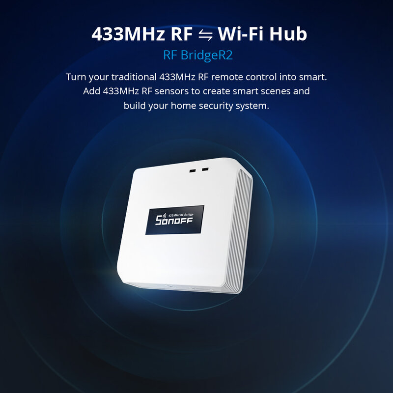 SONOFF-RF Bridge R2 Interruptor Inteligente, 433MHz, DW2, PIR3, Controlador RF WiFi, Controle Remoto Smart Life, Trabalhar com Alexa, Google Home