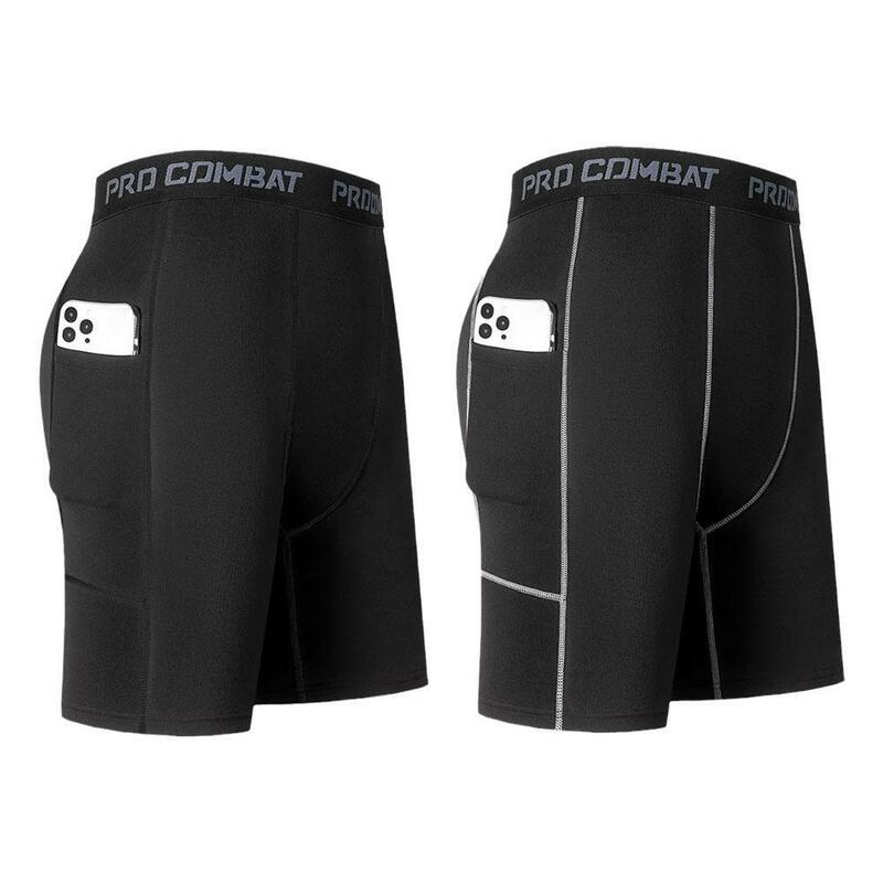 Pantalones cortos deportivos de compresión para hombre, medias atléticas de secado rápido, 3XL