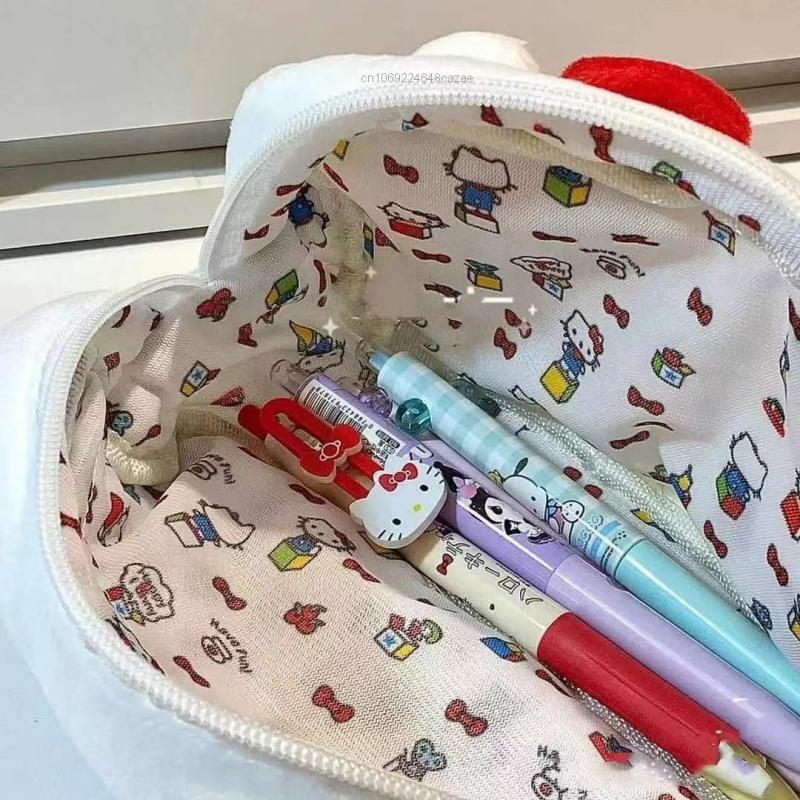 Hello Kitty, кошка, плюшевая сумка для карандашей, косметичка Sanrio, канцелярская сумка, плюшевая искусственная большая емкость, подарок для девушки Y2k
