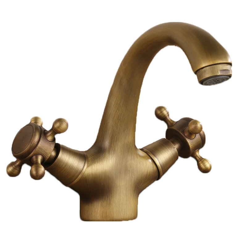 Archaistic Faucet Copper European Style Basin Faucet Retro Hot and Cold Faucet Single Hole Washbasin Faucet