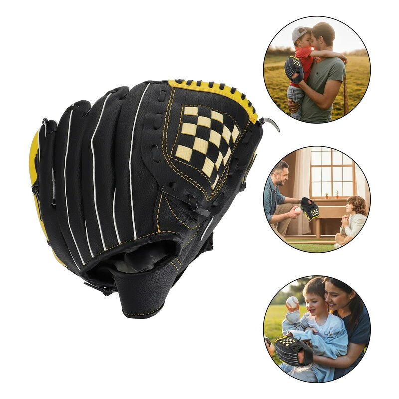 Luva de softball prática durável para crianças, luvas para crianças, amarelo e preto, 1pc