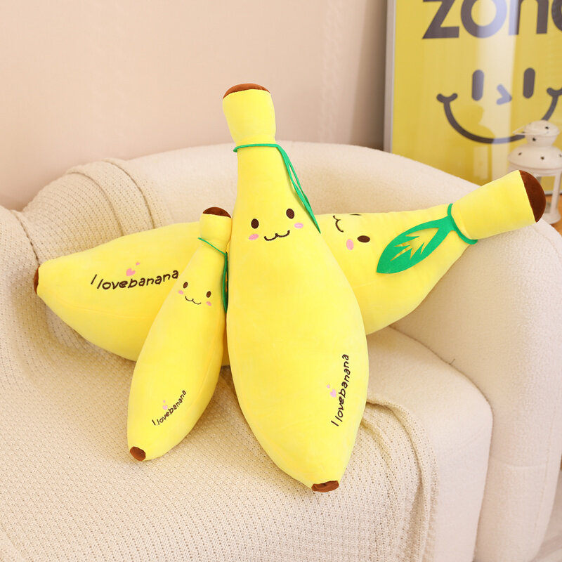 Criativo Cartoon Banana Plush Pillow para crianças, travesseiro bonito de plantas recheadas, almofada do sofá, brinquedos macios para meninas e meninos, criança presentes