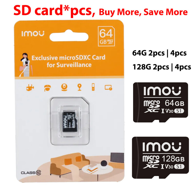 IMOU-MicroSDXC SD Card Set para Vigilância CCTV, Entrega Expressa em 10 Dias, Alta Compatibilidade, Exclusivo, 128 GB, 64 GB