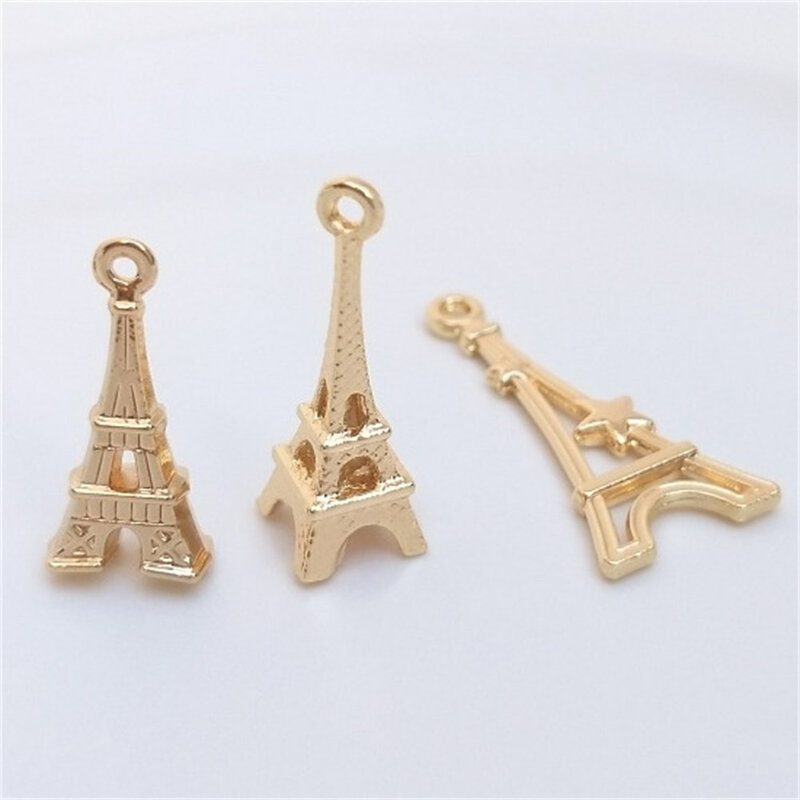 Colgante de la Torre Eiffel chapado en oro de 14 quilates, joyería artesanal hecha a mano, accesorios de pulsera, colgante decorativo, K069