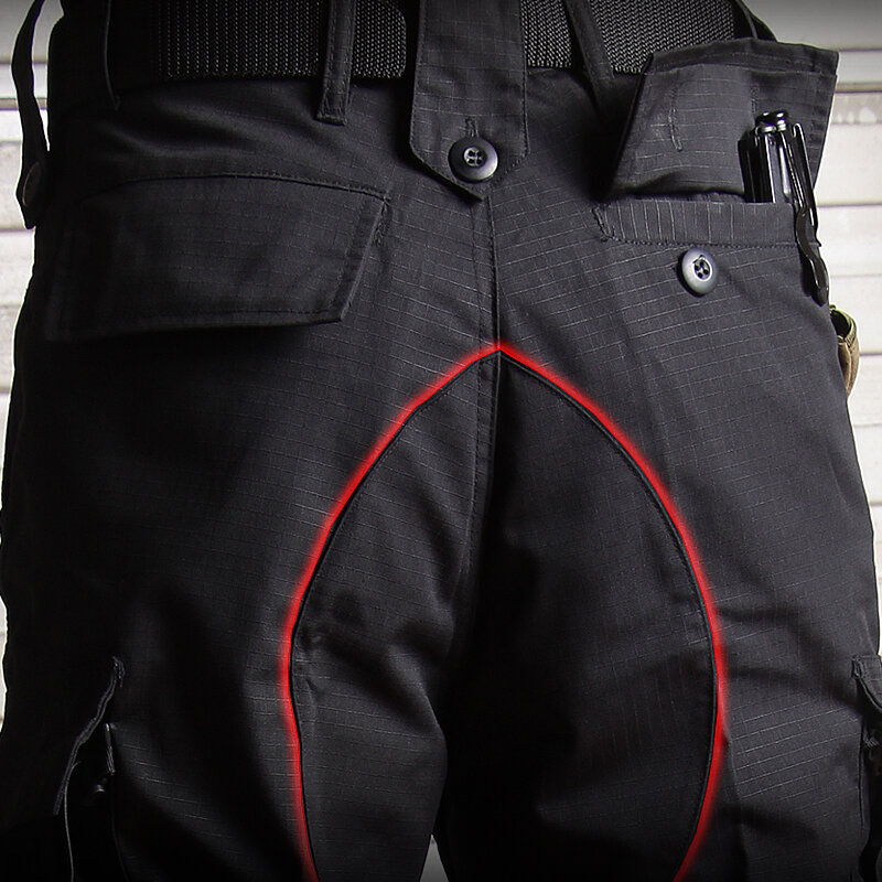Jaqueta preta de treinamento tático para homens, resistente ao desgaste, bolso múltiplo, resistente a rasgões, calça cargo, terno de primavera, ao ar livre