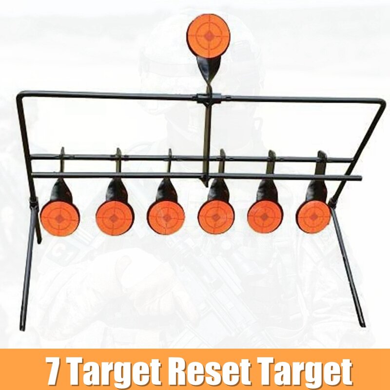 Portable 7 Targets Reset Target Utility Tactical Airsoft Practice Metal Paintball Accessories for Shooting Training
