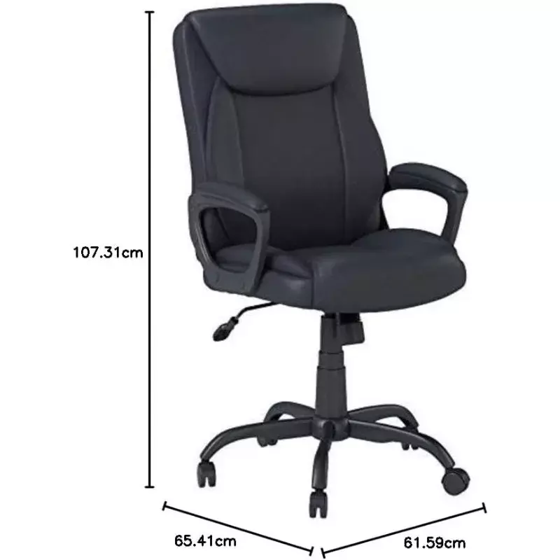 Puresoft เก้าอี้คอมพิวเตอร์สำหรับสำนักงาน, เก้าอี้สำนักงานแบบคลาสสิกมีที่วางแขน26 "D x 23.75" W x 42 "H สีดำ