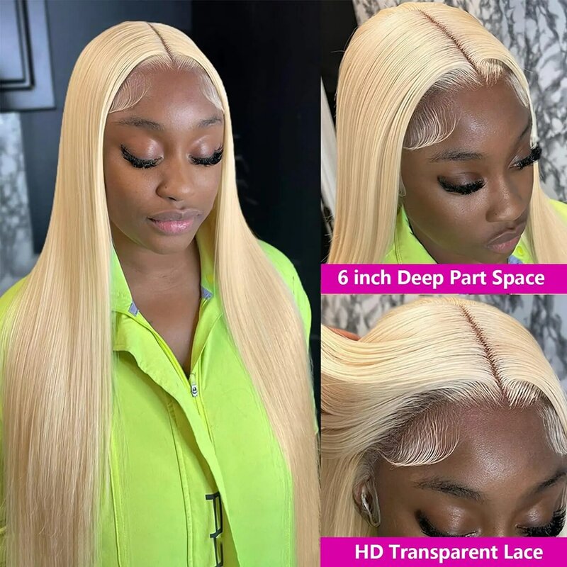 30 34 38 Inch 13x4 Straight 613 Honey Blonde Lace Front Wigs For Women HD Transparent Brazilian 13x6 Human Hair Lace Frontal Wig