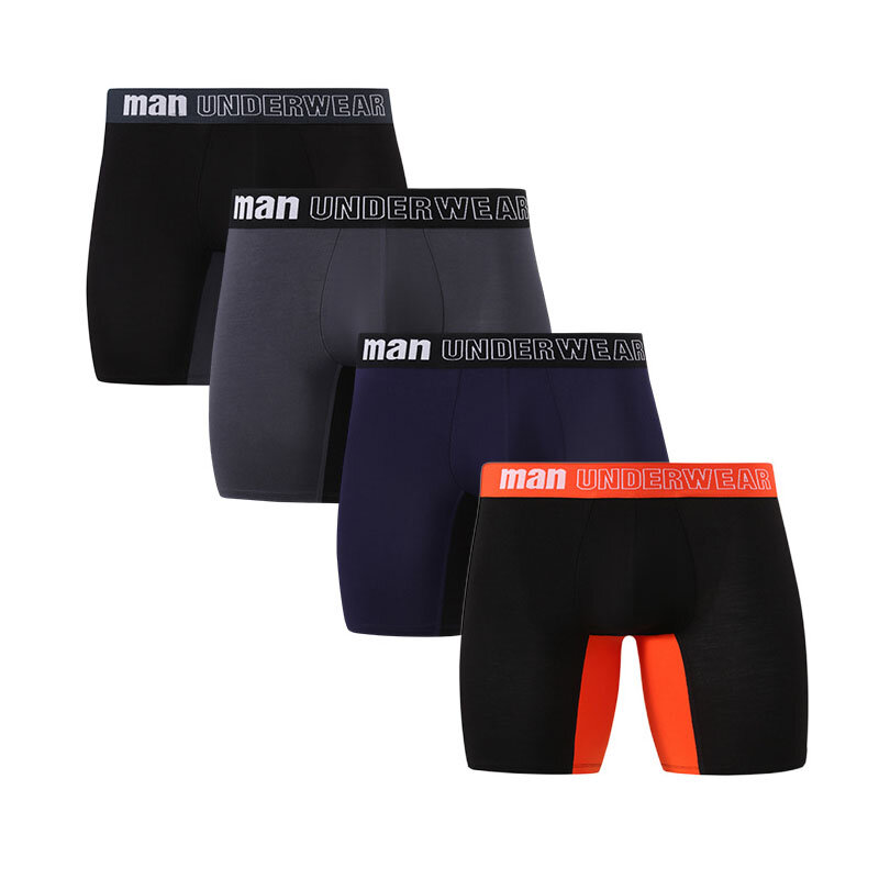 Boxers masculinos de fibra de bambu, cuecas de perna longa, tamanho grande, cuecas de luxo, novo 2023