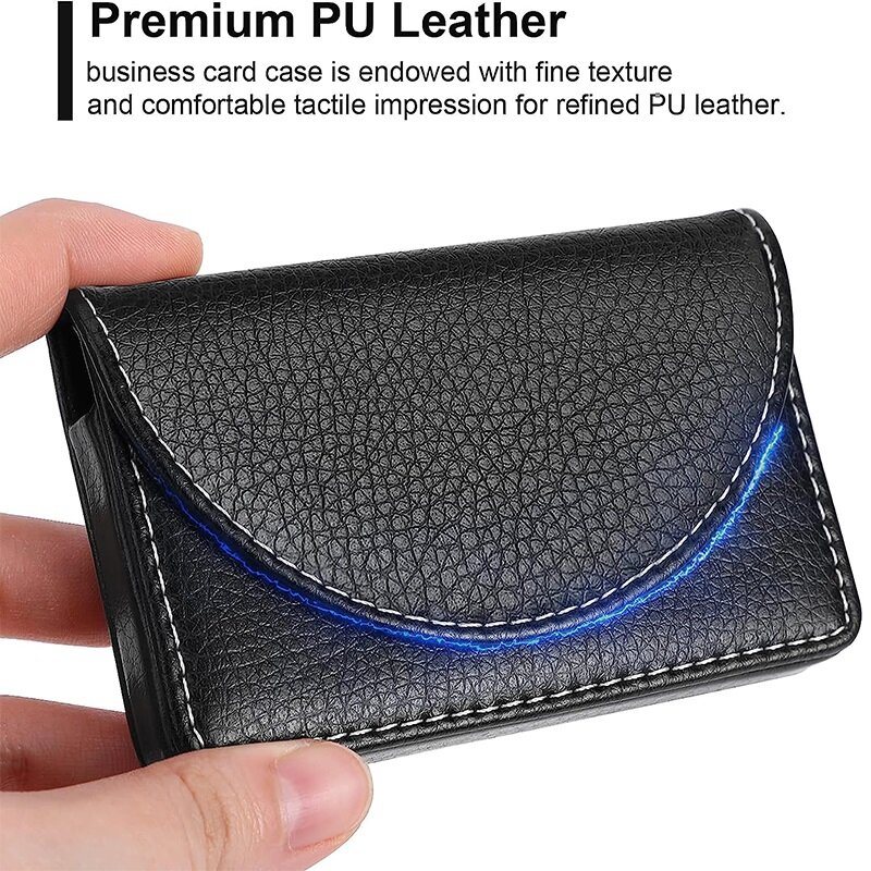Skóra PU wizytownik na karty biznesowe profesjonalny etui na karty kredytowe z magnetycznym zamknięciem RFID portfel o dużej pojemności dla biura mężczyzn