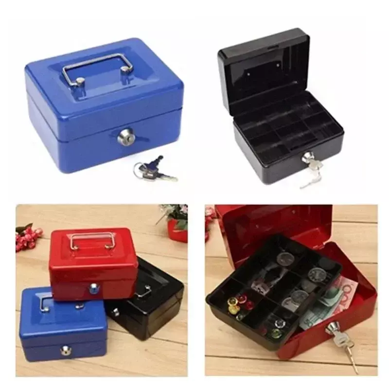 Kotak uang tunai Mini Petty Mini praktis, kunci keamanan baja tahan karat dapat dikunci aman kecil cocok untuk dekorasi rumah 3 ukuran L/XL/XXL