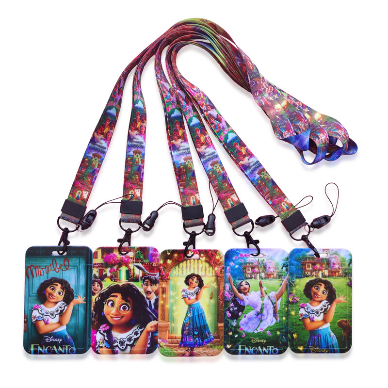Disney Encanto ragazzi ragazze porta Badge identificativo con cordino per carta di plastica, carta d'identità di accesso, adatta per eventi, conferenze