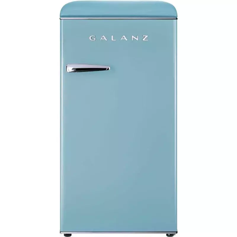 Galanz-レトロなコンパクトシングルドア冷蔵庫、チラー付きの調整可能なメカニカルサーモスタット、青、3.3 cu ft、glr33mber10