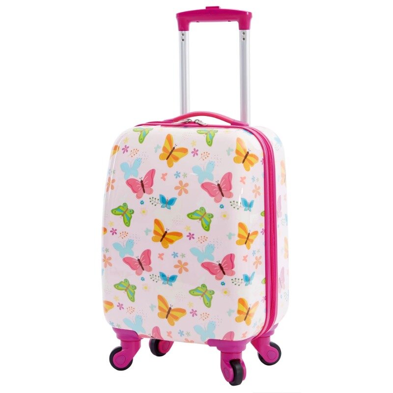 Ensemble de bagages de voyage à imprimé papillon pour enfant, 5 pièces, côté rigide