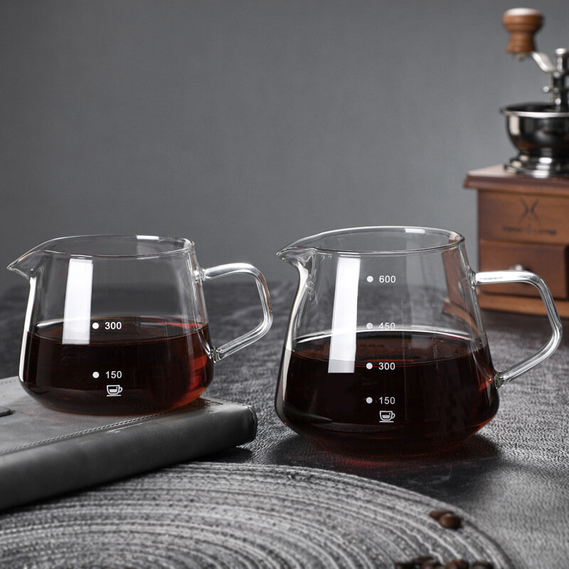 Carafe Drip Coffee Pot com Tick Marks, Pour Over Glass Range, Cafeteira, Brewer Barista Percolator, 400 650ml, V2