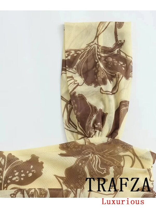 TRAFZA-Vestido corto con tirantes para mujer, prenda Sexy con estampado elegante, Estilo Vintage, a la moda, para fiesta de verano, 2024