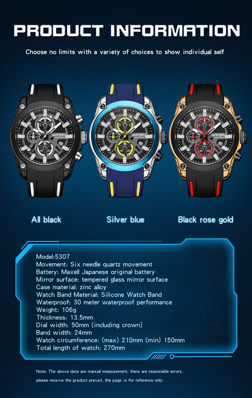 2024 nowy Sanda 5307 silikonowy kwarcowy modny prosty kalendarz w skali wodoodpornej trzy oczy sześć pinów zegarek fluorescencyjny