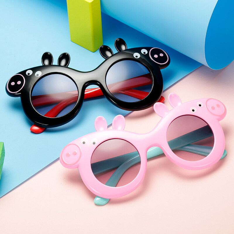Peppa Pig kacamata hitam anak-anak kartun Peppa Pig George Mummy Daddy kacamata hitam pelindung UV hadiah kacamata hitam musim panas bayi