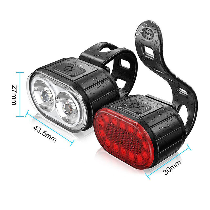 Lampu sepeda LED depan dan belakang, lampu sepeda LED tahan air USB dapat diisi ulang