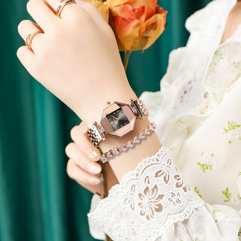 Montre à cadran carré pour dames, ensemble de bracelets de montre à la mode, biscuits fins, bracelet en acier inoxydable réglable étanche