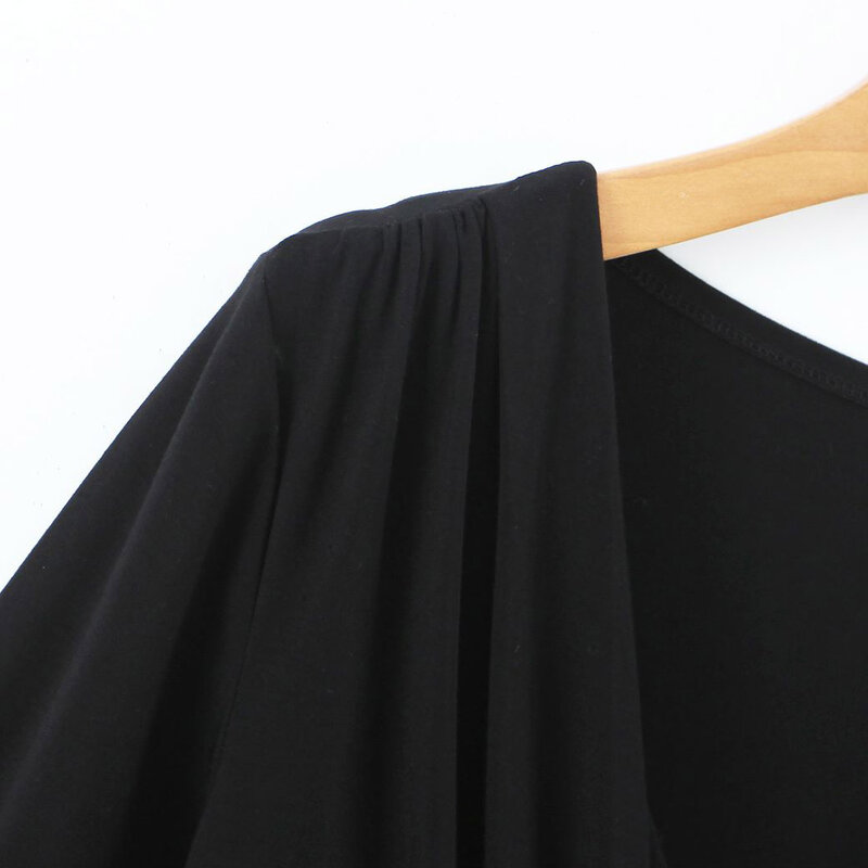 T-Shirt Slim à Manches sulfet Col en V pour Femme, Vêtement Décontracté, Sexy, Grande Taille, Bonne Qualité, Unique, Collection Automne Hiver 2023